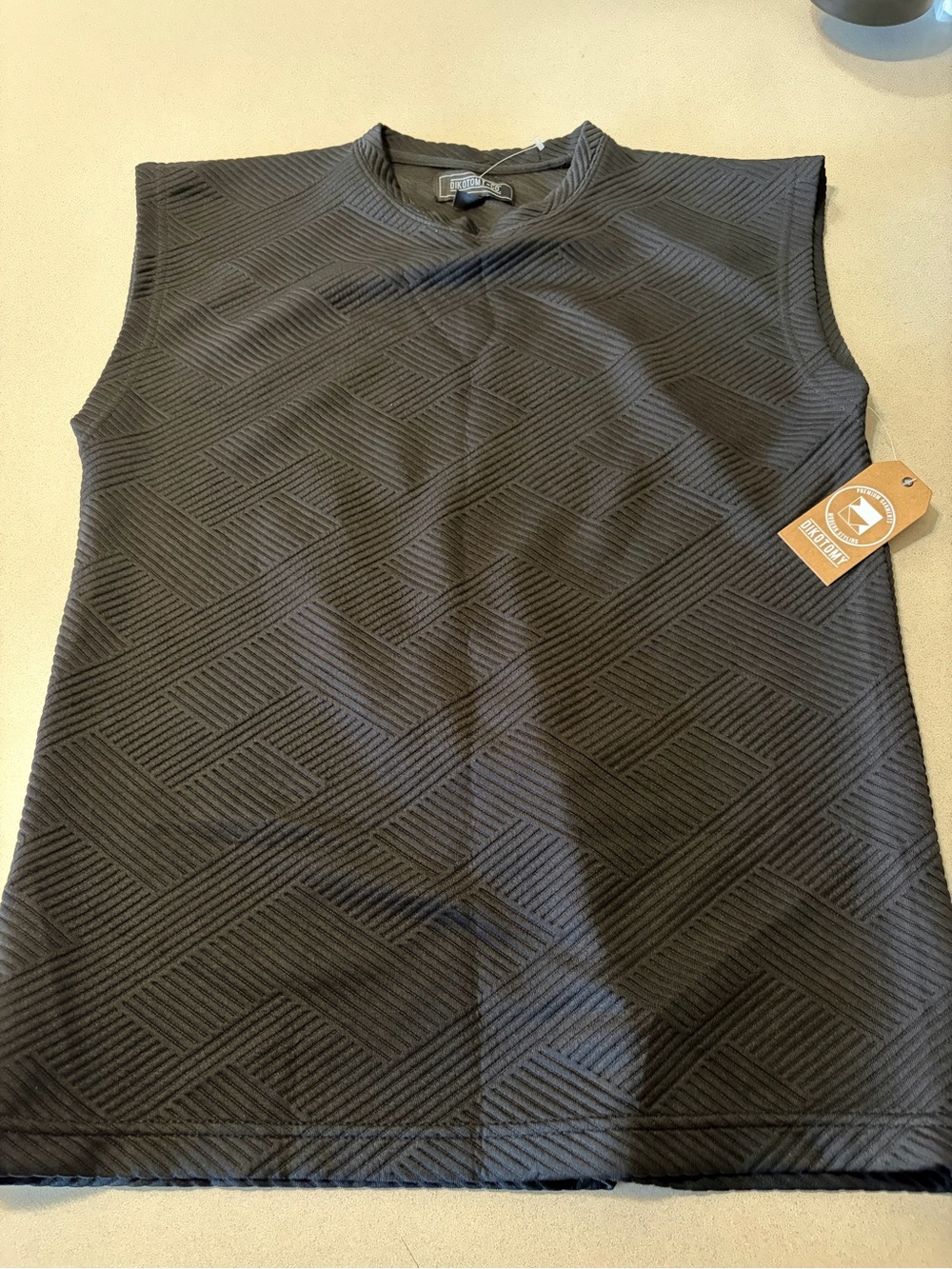 Men's Black Sleeveless Textured Tank Top -